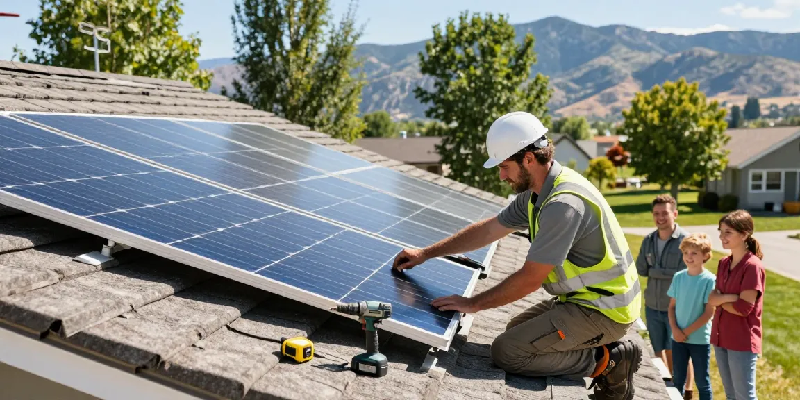 Solar installations kelowna bc with technicians installing solar panels showcasing sustainable energy solutions in Okanagan.